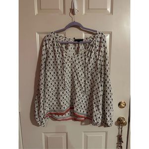 Sanctuary Anthropologie White Tie Front V-Neck Blouse Size Large